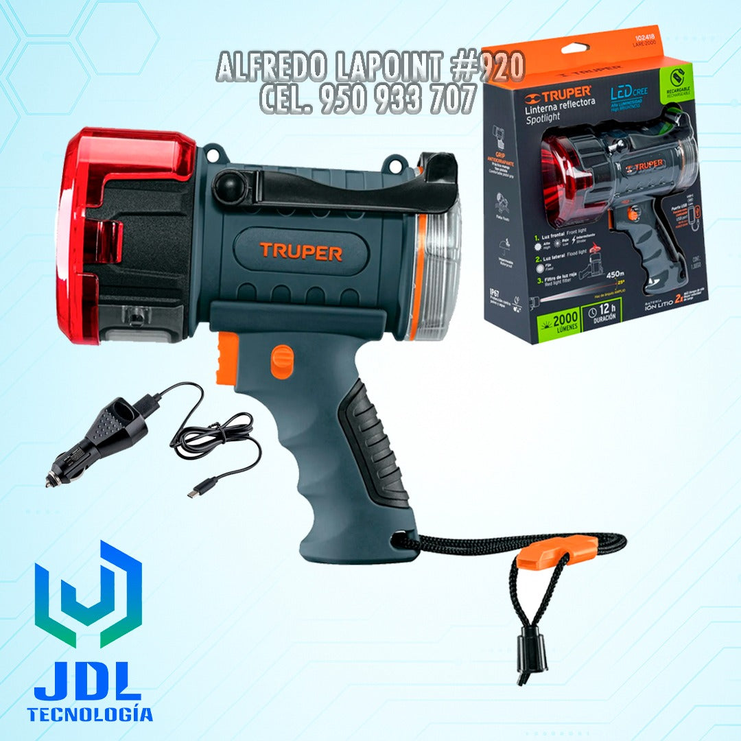 LINTERNA RECARGABLE TRUPER 2000LM