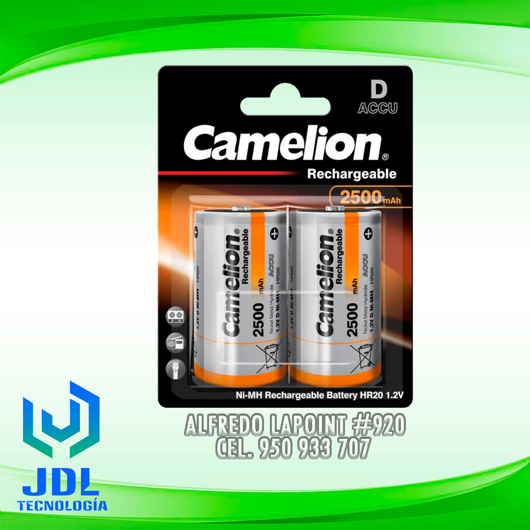 PILAS RECARGABLES CAMELION TIPO "D" 2500 MAH