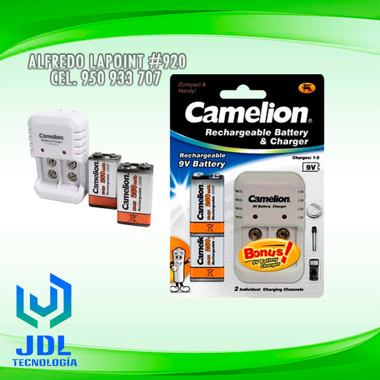 CARGADOR CAMELION C/ 2 BATERIAS 9V RECARGABLES