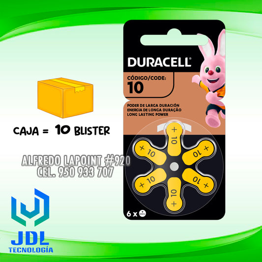 PILA DURACELL AUDITIVA NRO "10"